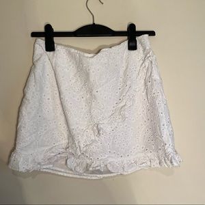 White Eyelet Ruffle Skirt